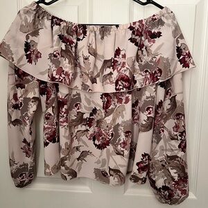 Aritzia Wilfred floral off the shoulder long sleeve blouse